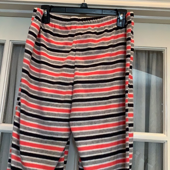 SO gray/black/coral striped soft and comfy fleece pajama pants - Picture 6 of 13